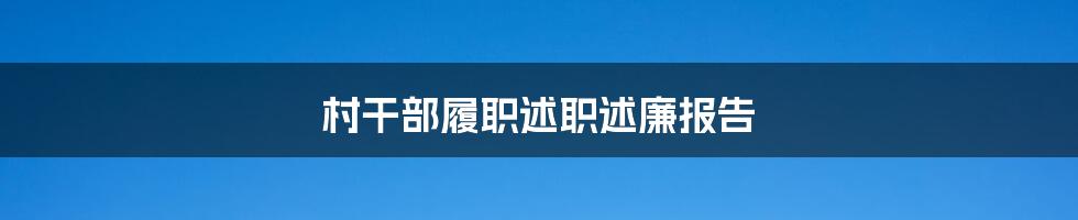 村干部履职述职述廉报告