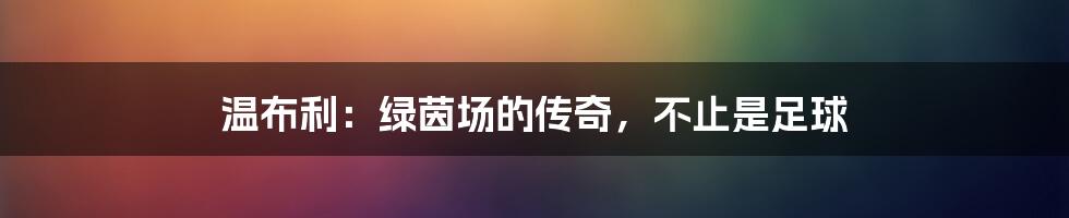 温布利：绿茵场的传奇，不止是足球