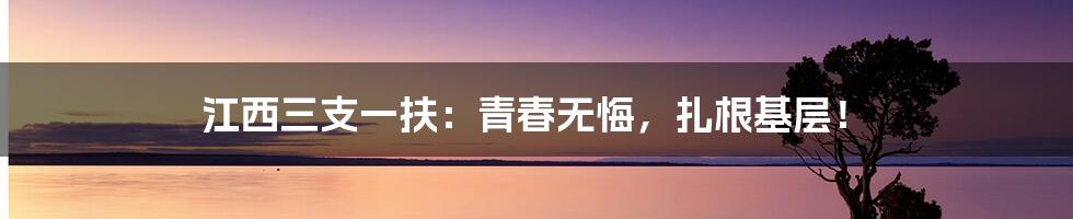 江西三支一扶:青春无悔,扎根基层!