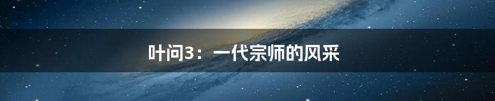 叶问3:一代宗师的风采