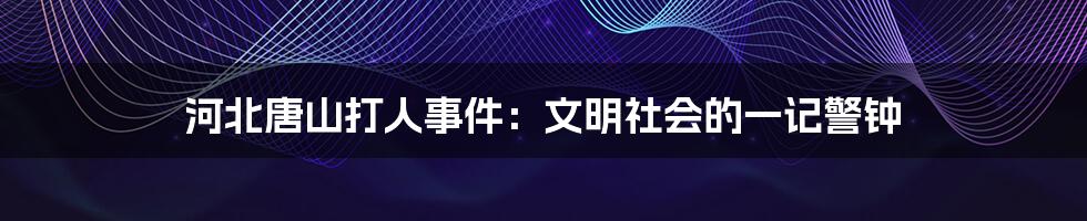 河北唐山打人事件：文明社会的一记警钟