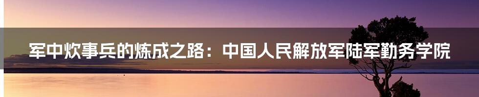 军中炊事兵的炼成之路:中国人民解放军陆军勤务学院