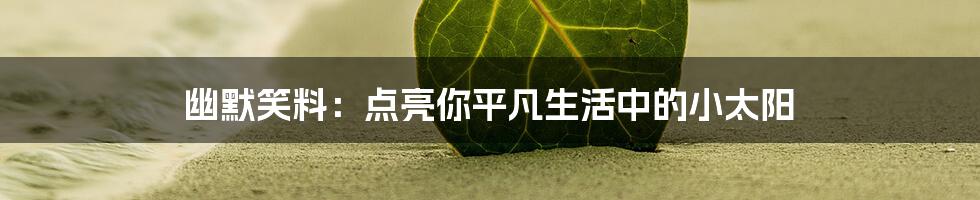 幽默笑料:点亮你平凡生活中的小太阳