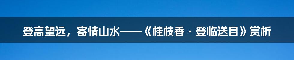 登高望远,寄情山水——《桂枝香·登临送目》赏析