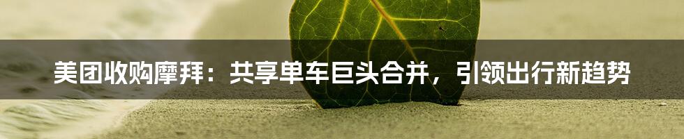 美团收购摩拜:共享单车巨头合并,引领出行新趋势