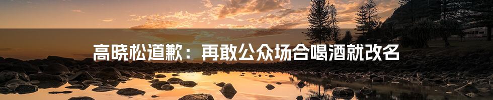 高晓松道歉：再敢公众场合喝酒就改名