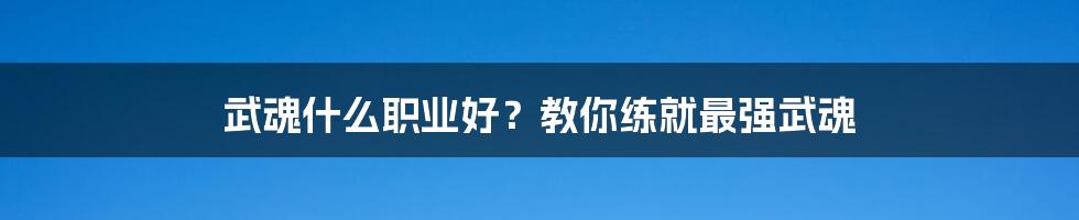 武魂什么职业好?教你练就最强武魂