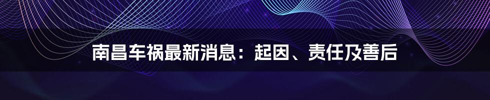 南昌车祸最新消息：起因、责任及善后