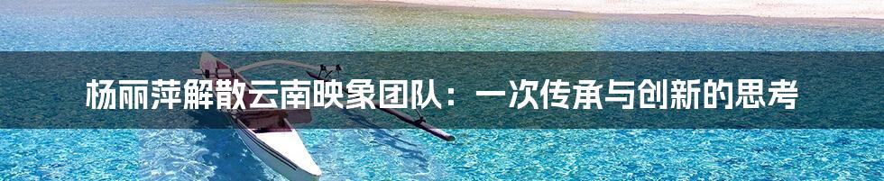 杨丽萍解散云南映象团队:一次传承与创新的思考
