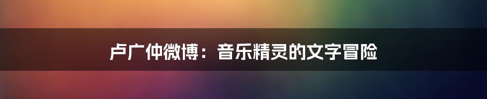 卢广仲微博：音乐精灵的文字冒险