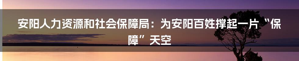 安阳人力资源和社会保障局:为安阳百姓撑起一片“保障”天空