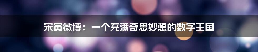 宋寅微博:一个充满奇思妙想的数字王国