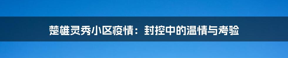 楚雄灵秀小区疫情:封控中的温情与考验