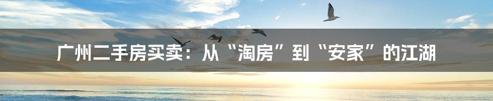 广州二手房买卖：从“淘房”到“安家”的江湖