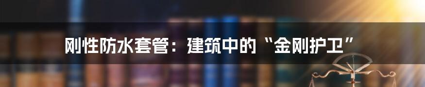 刚性防水套管:建筑中的“金刚护卫”