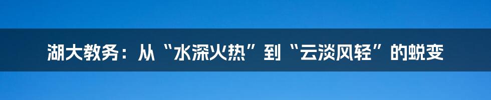 湖大教务:从“水深火热”到“云淡风轻”的蜕变