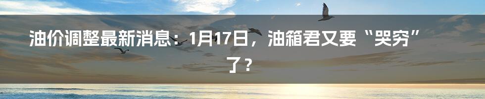油价调整最新消息：1月17日，油箱君又要“哭穷”了？