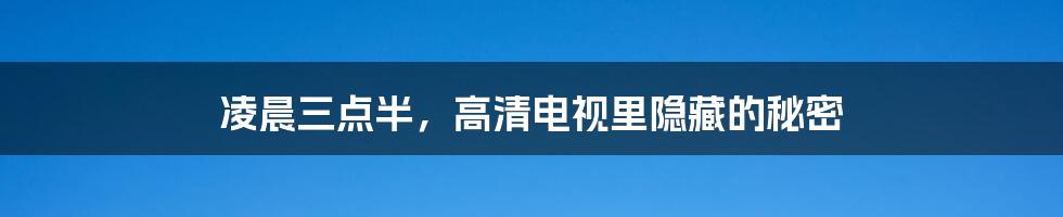 凌晨三点半,高清电视里隐藏的秘密