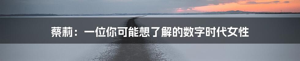 蔡莉:一位你可能想了解的数字时代女性