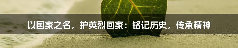 以国家之名，护英烈回家：铭记历史，传承精神