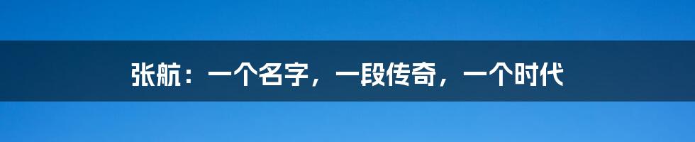 张航:一个名字,一段传奇,一个时代