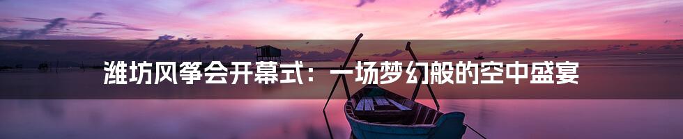 潍坊风筝会开幕式:一场梦幻般的空中盛宴
