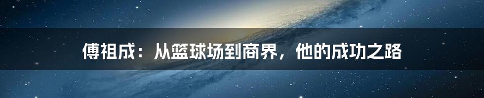 傅祖成：从篮球场到商界，他的成功之路