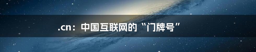 .cn：中国互联网的“门牌号”