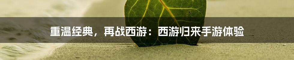 重温经典,再战西游:西游归来手游体验