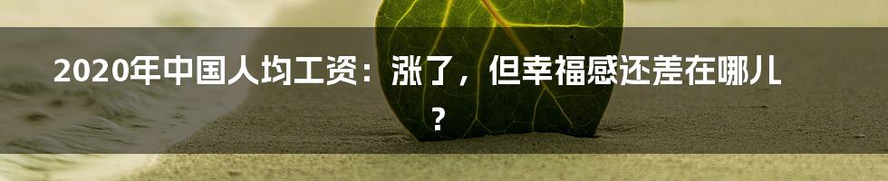 2020年中国人均工资：涨了，但幸福感还差在哪儿？