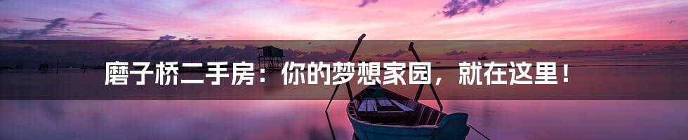 磨子桥二手房：你的梦想家园，就在这里！