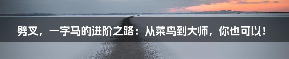 劈叉,一字马的进阶之路:从菜鸟到大师,你也可以!