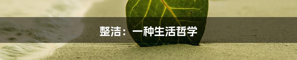 整洁:一种生活哲学
