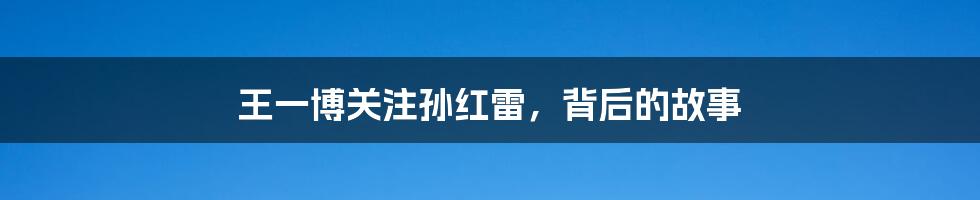 王一博关注孙红雷，背后的故事