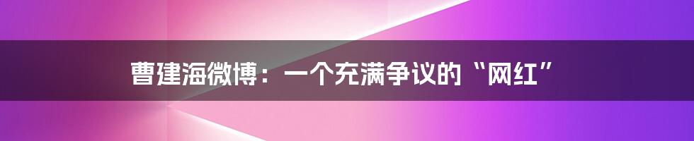 曹建海微博:一个充满争议的“网红”
