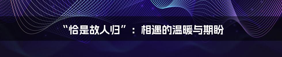“恰是故人归”:相遇的温暖与期盼