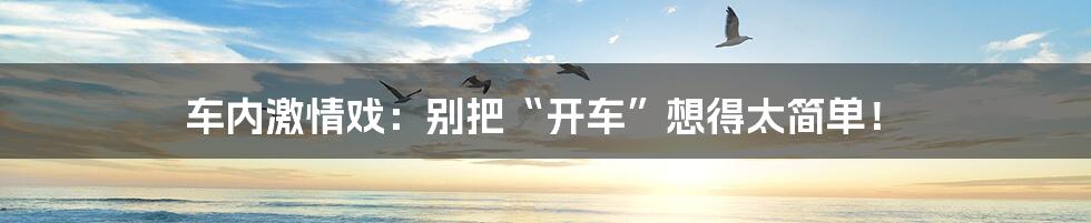车内激情戏：别把“开车”想得太简单！