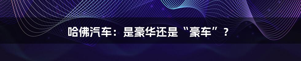 哈佛汽车:是豪华还是“豪车”?