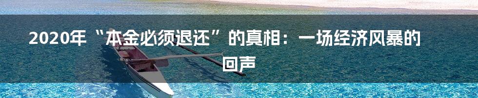 2020年“本金必须退还”的真相：一场经济风暴的回声