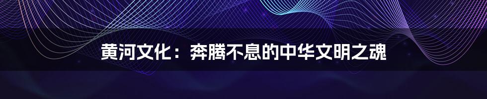 黄河文化：奔腾不息的中华文明之魂