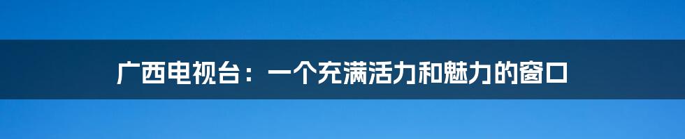 广西电视台：一个充满活力和魅力的窗口