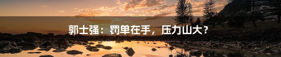 郭士强:罚单在手,压力山大?