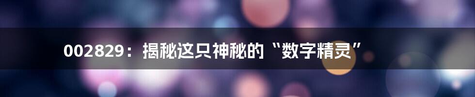 002829:揭秘这只神秘的“数字精灵”