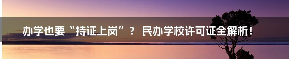 办学也要“持证上岗”? 民办学校许可证全解析!