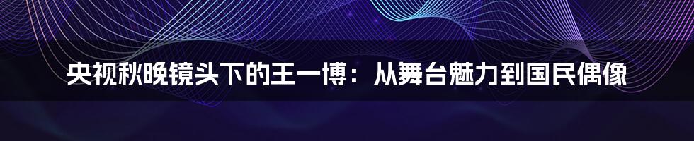 央视秋晚镜头下的王一博:从舞台魅力到国民偶像
