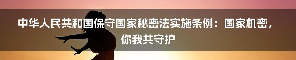 中华人民共和国保守国家秘密法实施条例:国家机密,你我共守护