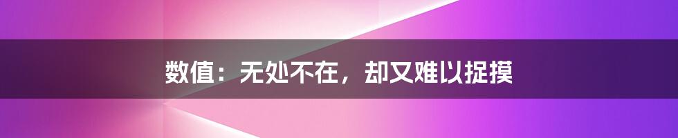 数值：无处不在，却又难以捉摸