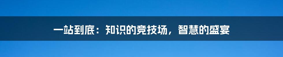 一站到底:知识的竞技场,智慧的盛宴