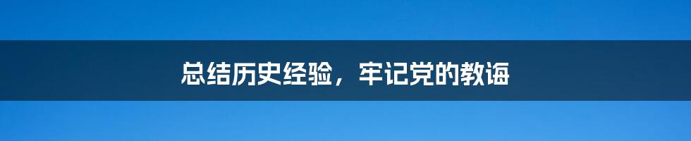 总结历史经验，牢记党的教诲