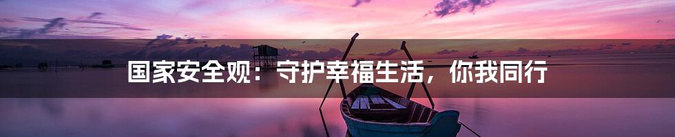国家安全观:守护幸福生活,你我同行